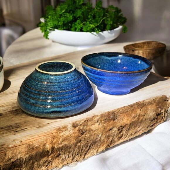 Sapphire Blue, Churchill China, Ripple Snack Bowls, Set of 2 - Picture 1 of 8